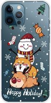 Christmas Series Clear TPU beschermhoes voor iPhone 12 Pro Max (gestapelde pop)