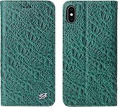 Voor iPhone XR Krokodiltextuur PC + TPU Horizontale lederen flip-hoes met houder & kaartsleuven en portemonnee (groen)