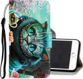 Voor iPhone 8 Plus / 7 Plus 3D-gekleurde tekening Horizontale flip PU-lederen hoes met houder & kaartsleuven en portemonnee (groene ogen)