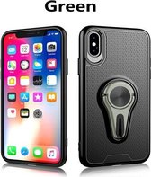 Antislip Y-vormige TPU-hoes voor mobiele telefoon met roterende autohouder voor iPhone X / XS (groen)