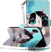 Magisch 3D Helder Gekleurd Tekening Patroon Horizontale Flip PU Leren Case met Houder & Kaartsleuven & Portemonnee & Fotolijst voor iPhone XR (Cute Cat)