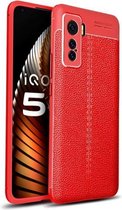 Voor VIVO IQOO 5 Litchi Texture TPU schokbestendig hoesje (rood)
