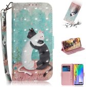 Voor Huawei Y6p 3D Geschilderd Patroon Magnetische Aantrekkelijkheid Horizontale Flip Leren Case met Houder & Kaartsleuf & Portemonnee & Lanyard (Zwart Wit Kat)