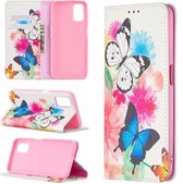 Voor OPPO A52 / A72 5G Gekleurd Tekenpatroon Onzichtbaar Magnetisch Horizontaal Flip PU Lederen Case met Houder & Kaartsleuven & Portemonnee (Twee Vlinders)