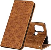 Voor OPPO A53 / A53s / A32 / A33 Lucky Flowers Embossing Pattern Magnetische Horizontale Flip Leather Case met houder & kaartsleuven (geel bruin)