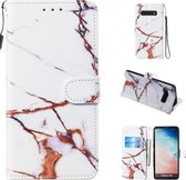 Leren beschermhoes voor Galaxy S10 (witgoud marmer)