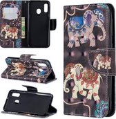 3D Gekleurde Tekening Patroon Horizontale Flip Leren Case voor Samsung Galaxy A20e, met houder & kaartsleuven & portemonnee (twee olifanten)