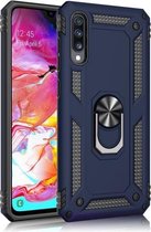 Armor Shockproof TPU + PC beschermhoes voor Galaxy A70, met 360 graden rotatiehouder (blauw)