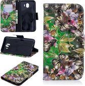 3D Gekleurde Tekening Patroon Horizontale Leren Flip Case voor Galaxy J4, met Houder & Kaartsleuven & Portemonnee (Groene Vlinder)