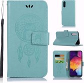Windgong Uil Embossing Patroon Horizontale Leren Flip Case voor Galaxy A50, met Houder & Kaartsleuven & Portemonnee (Groen)