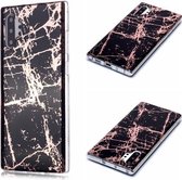 Voor Galaxy Note10 + Plating Marble Pattern Soft TPU beschermhoes (zwart goud)