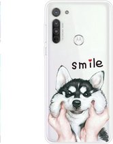 Voor Motorola G8 Power gekleurd tekeningpatroon zeer transparant TPU beschermhoes (Pinch Dog)