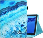 Voor Huawei MediaPad M5 lite Gekleurde Tekening Horizontale Flip Leren Case met Houder & Kaartsleuf & Slaap / Wekfunctie (Blauw Marmer)