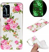 Voor Huawei P40 Plus Luminous TPU mobiele telefoon beschermhoes (Rose Flower)