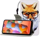 Voor Huawei Nova 5 Gekleurde tekening Horizontale lederen flip case met houder & kaartsleuf & portemonnee (vos)