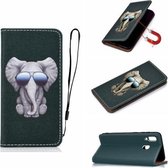 Voor Galaxy A30 3D Schilderen Horizontale Flip Leren Case met Houder & Kaartsleuf & Portemonnee & Lanyard (Olifant)