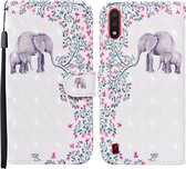 Voor Samsung Galaxy A01 Gekleurde Tekening Patroon Horizontale Flip Leren Case met Houder & Kaartsleuven & Portemonnee (Bloem Olifant)