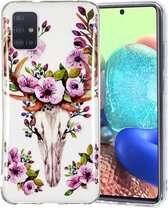 Voor Samsung Galaxy A71 5G Lichtgevende TPU mobiele telefoon beschermhoes (Flower Deer)