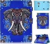 Gekleurde tekening stiksel Universele horizontale flip lederen tas, met houder en kaartsleuven voor 10 inch tablet-pc (olifant)