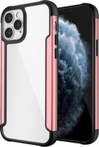 Voor iPhone 12/12 Pro Iron Man Series Metal PC + TPU beschermhoes (roségoud)