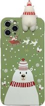 Voor iPhone 11 Christmas Series Painted Pattern Liquid TPU Case (Mint Green Bear)