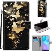 Voor Huawei Honor 30 Lite Gekleurde Tekening Cross Textuur Horizontale Flip PU Lederen Case met Houder & Kaartsleuven & Portemonnee & Lanyard (Golden Butterfly Group)