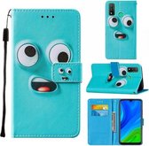 Voor Huawei P smart 2020 Cross Textuur Schilderen Patroon Horizontale Flip Leren Case met Houder & Kaartsleuven & Portemonnee & Lanyard (Grote Ogen)