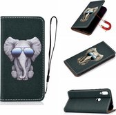 Voor Huawei P Smart Z 3D Schilderen Horizontale Flip Leren Case met Houder & Kaartsleuf & Lanyard (Olifant)