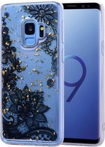 Cartoon patroon goudfolie stijl Dropping Glue TPU zachte beschermhoes voor Galaxy S9 + (zwart kant)