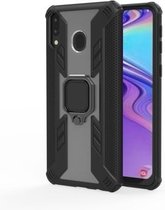 Iron Warrior schokbestendige pc + TPU beschermhoes voor Galaxy M20, met ringhouder (zwart)