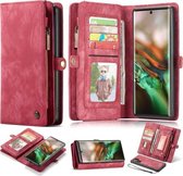 CaseMe-008 Afneembare multifunctionele horizontale flip lederen tas met kaartsleuf en houder en ritsportemonnee en fotolijst voor Galaxy Note 10 Pro (rood)