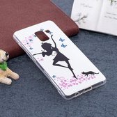 Voor Galaxy A8 (2018) Noctilucent Dancing Girl Pattern TPU Soft Back Case Beschermhoes