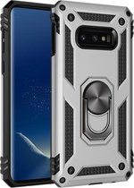 Sergeant Armor Shockproof TPU + PC beschermhoes voor Galaxy S10e, met 360 graden rotatiehouder (zilver)