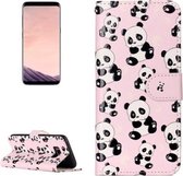 Voor Galaxy S8 glanzende olie reliëf Panda patroon horizontale flip lederen tas met houder & kaartsleuven & portemonnee & fotolijst