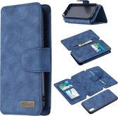 Voor Huawei Y5 (2019) Afneembare Frosted Magnetische Horizontale Flip Leren Case met Kaartsleuven & Houder & Rits Portemonnee & Fotolijst (Blauw)
