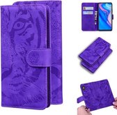 Voor Huawei P smart Z / Y9 Prime (2019) Tijger Embossing Patroon Horizontale Flip Leren Case met Houder & Kaartsleuven & Portemonnee (Paars)