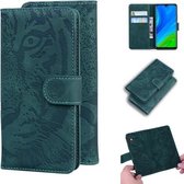 Voor Huawei P smart 2020 Tijger Embossing Patroon Horizontale Flip Leren Case met Houder & Kaartsleuven & Portemonnee (Groen)