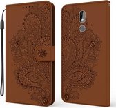 Voor Nokia 3.2 Pauw Reliëfpatroon Horizontale Flip Leren Case met Houder & Kaartsleuven & Portemonnee & Lanyard (Bruin)