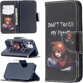 Voor iPhone 12 mini Gekleurd tekeningpatroon Horizontaal leren flip-hoesje met houder & kaartsleuven en portemonnee (beer)