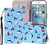 Panda Patroon Gekleurde Tekening Horizontale Leren Flip Case Voor iPhone SE 2020 & 8 & 7, met Houder & Kaartsleuven & Portemonnee & Lanyard