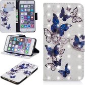 3D-gekleurde tekening patroon horizontale flip lederen hoes voor iPhone 6 Plus & 6s Plus, met houder & kaartsleuven en portemonnee (vlinders)