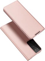 Voor Samsung Galaxy S21 Ultra 5G DUX DUCIS Skin Pro Series Horizontale Flip PU + TPU Lederen Case met Houder & Kaartsleuven (Rose Goud)