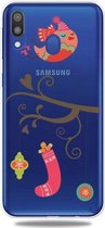 Voor Galaxy A30 Trendy schattig kerstpatroon doorzichtig TPU beschermhoes (geschenkvogel)