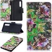 3D Gekleurde Tekening Patroon Horizontale Leren Flip Case voor Huawei P30, met Houder & Kaartsleuven & Portemonnee (Groene Vlinder)