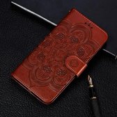 Mandala-reliëfpatroon Horizontaal leren flip-hoesje voor Huawei Mate 20, met houder & kaartsleuven & portemonnee & fotolijst & lanyard (bruin)