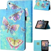 Voor Amazon Kindle Fire HD8 2016/2017/2018 Gekleurde Tekening Stiksels Horizontale Flip Leren Case met Houder & Kaartsleuf & Slaap / Wekfunctie (Kleurrijke Vlinders)