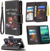 Voor Nokia 1.3 Gekleurde Tekening Patroon Rits Horizontale Flip Leren Case met Houder & Kaartsleuven & Portemonnee (Beer)