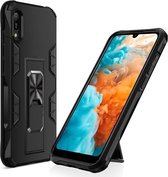 Voor Huawei Y6 Pro (2019) Soldier Armor Schokbestendig TPU + PC Magnetische beschermhoes met houder (zwart)