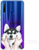 Voor Huawei Honor 20 Lite Gekleurd tekeningpatroon Zeer transparant TPU beschermhoes (Pinch Dog)