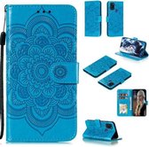 Voor Samsung Galaxy A21s Mandala Embossing Patroon Horizontale Flip Leren Case met Houder & Kaartsleuven & Portemonnee & Fotolijst & Lanyard (Blauw)